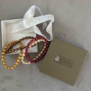Honora 4 Pearl Bracelet Set Beautiful Fall Colors - NWT